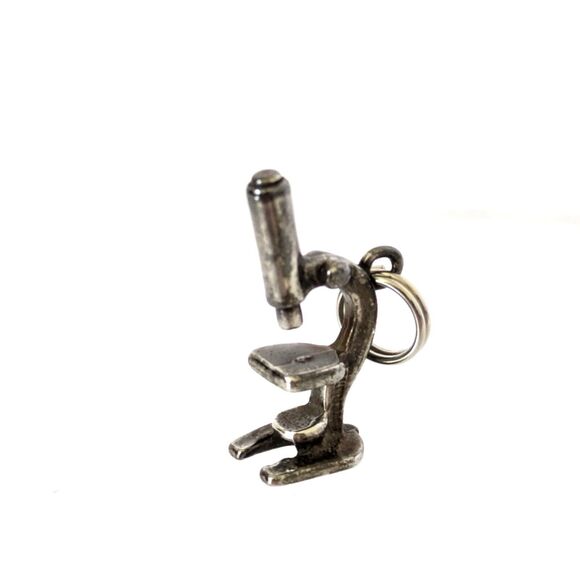 Vintage Sterling Silver 3D Detailed Science Microscope Charm Biology Medical - Picture 1 of 6